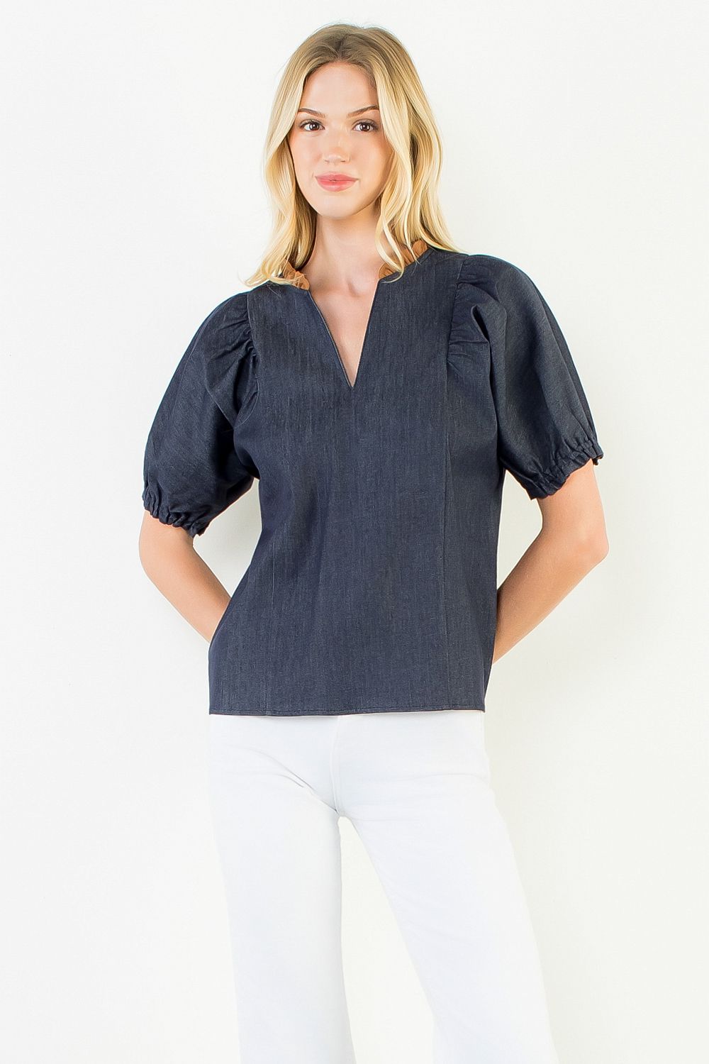 Puff Sleeve Denim Top