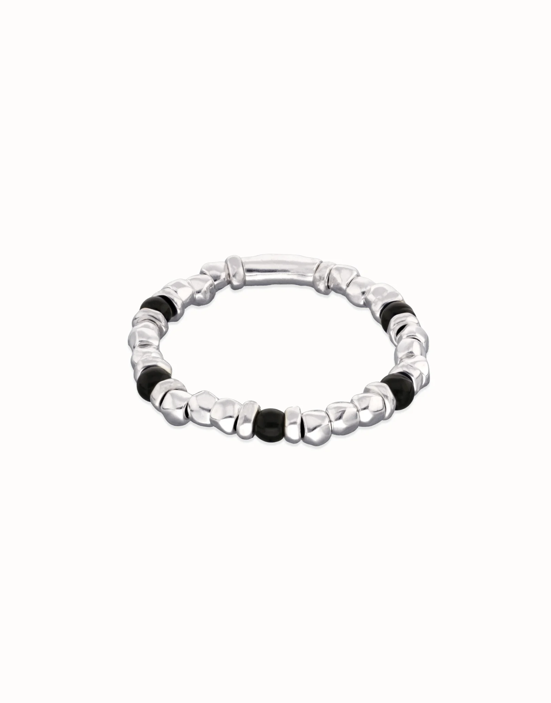 Ser Imparable Beaded Bracelet with Silver and Black Murano Glass Beads