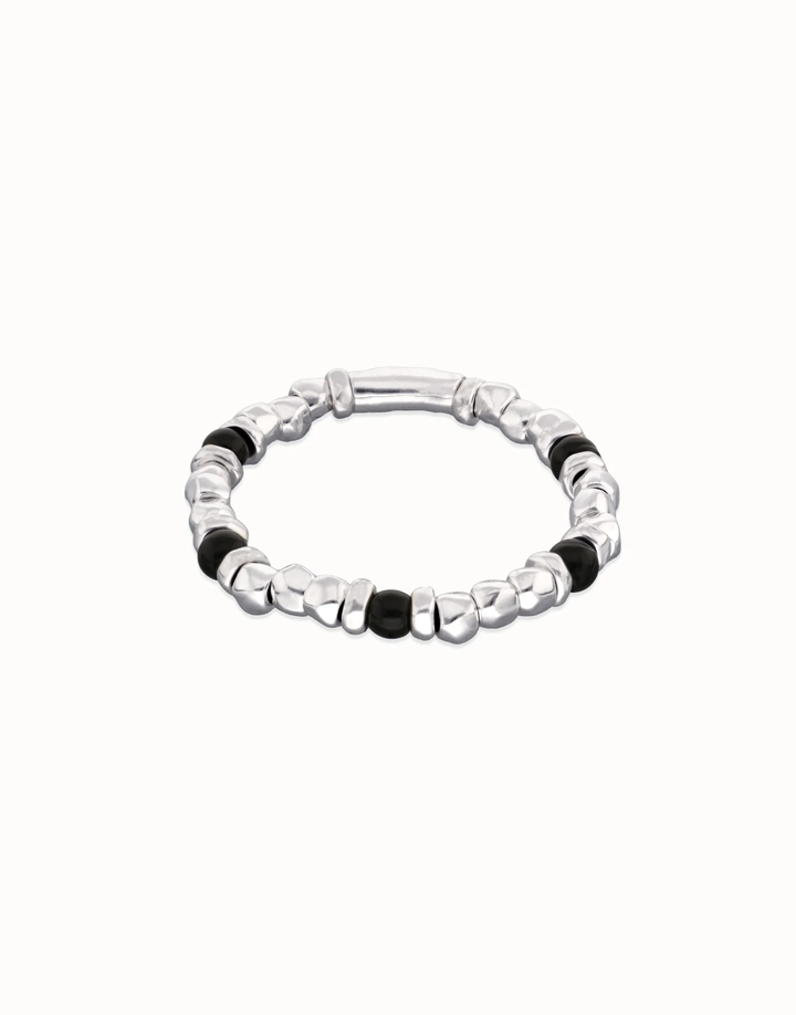 Ser Imparable Beaded Bracelet with Silver and Black Murano Glass Beads