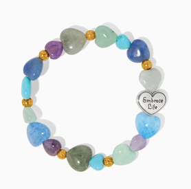 One Heart Multi Heart Bead Stretch Bracelet