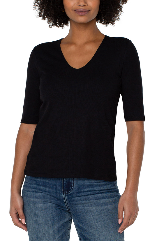 V-Neck Double Layer Front Knit Top