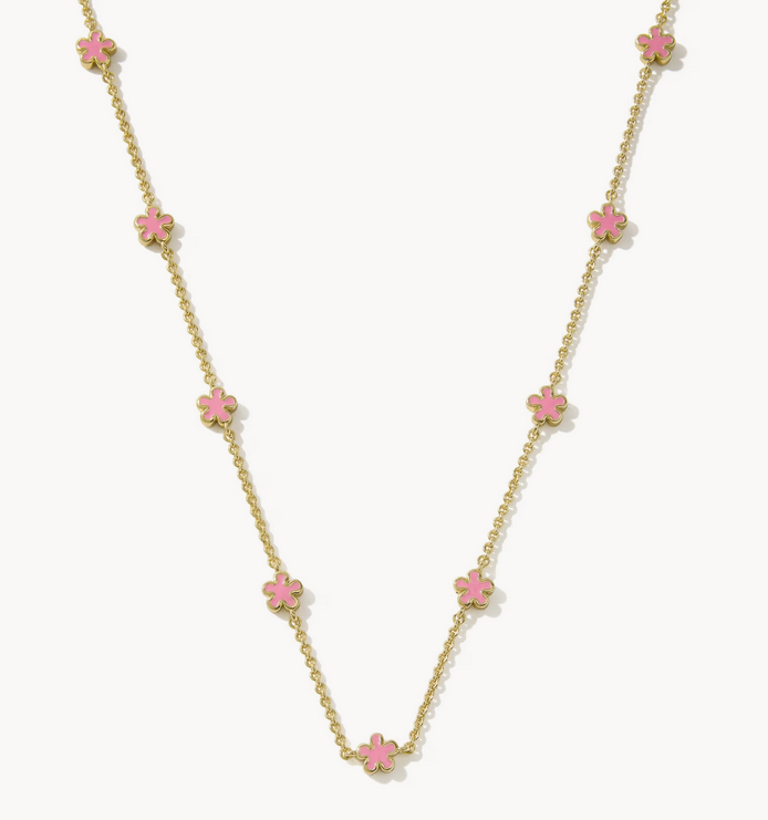 Jane Strand Necklace Dark Pink Enamel Gold