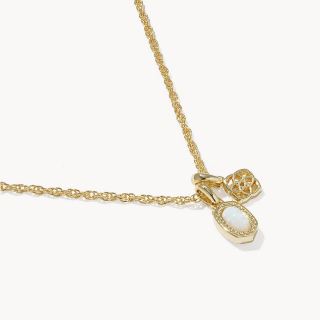 Mini Elisa Dira Necklace Bright White Opal Gold