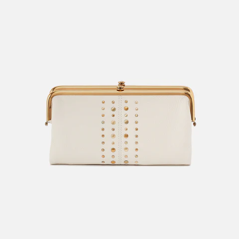 Lauren Clutch Wallet in Pebbled Leather Coastal Cloud