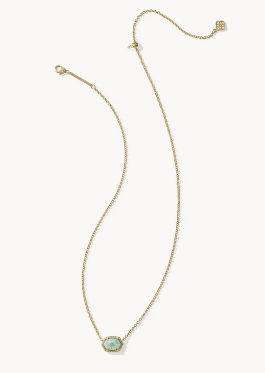 Daphne Frame Pendant Necklace Teal Amazonite Gold