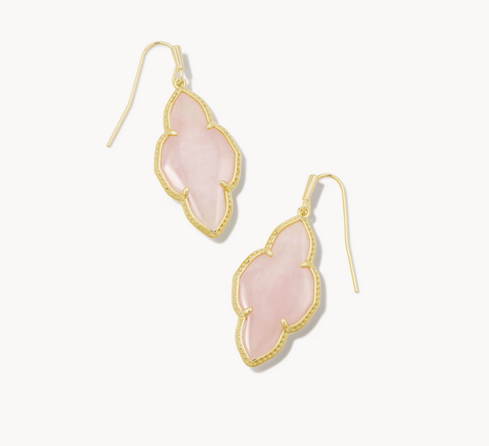 Abbie Drop Earrings Rose Quartz Gold