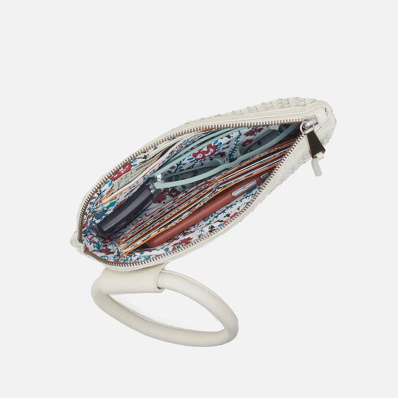 Sable Wristlet in Woven Leather Whitecap