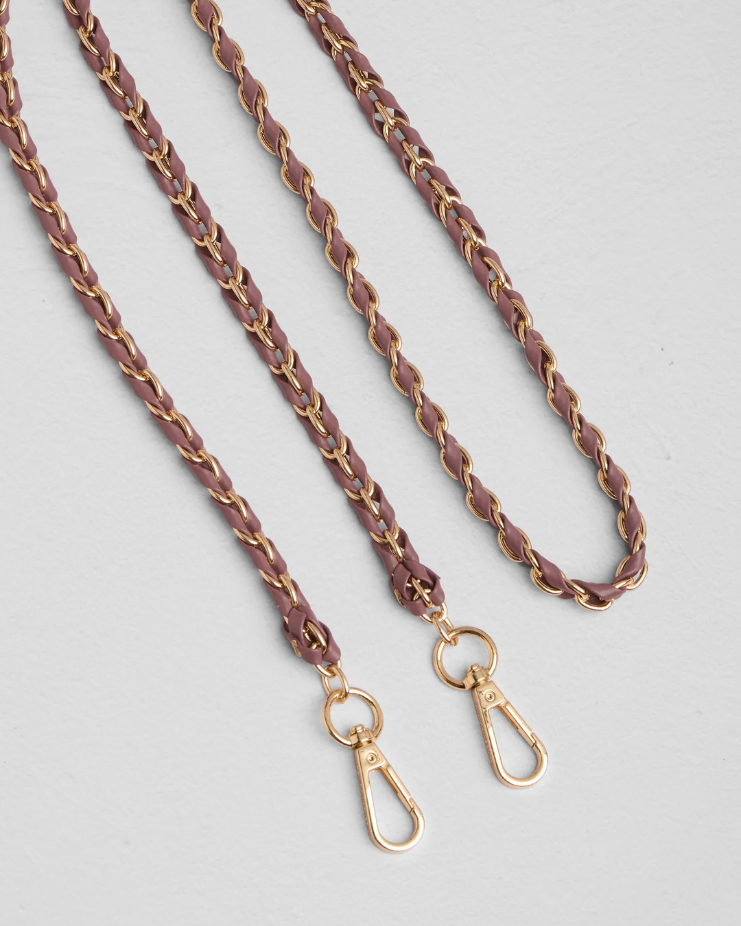 Pom Pom Strap Gold Chain Dusky Orchid Weave