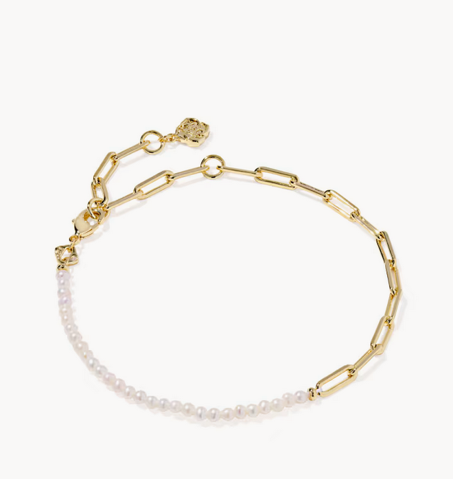 Markie Half Chain Bracelet Freshwater Cultured Pearl Gold