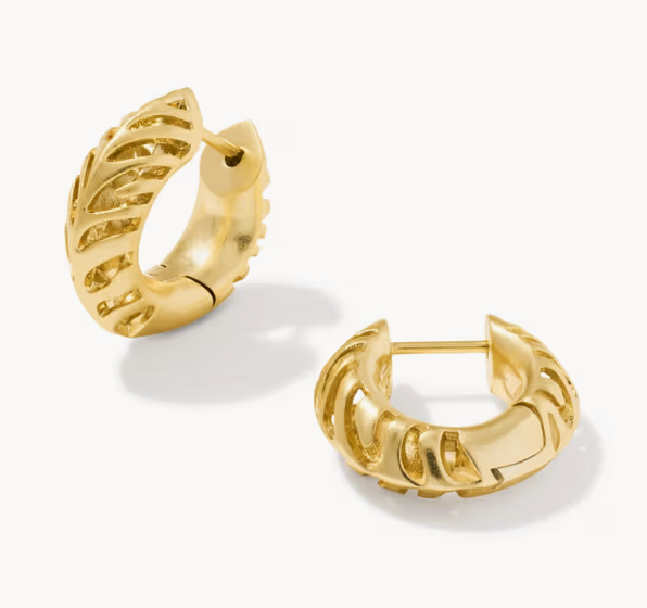 Mikki Tiger Stripe Huggie Earrings Gold Metal