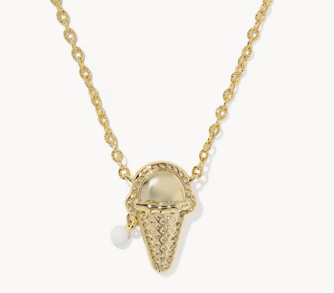 Ice Cream Short Pendant Necklace Ivory MOP Gold