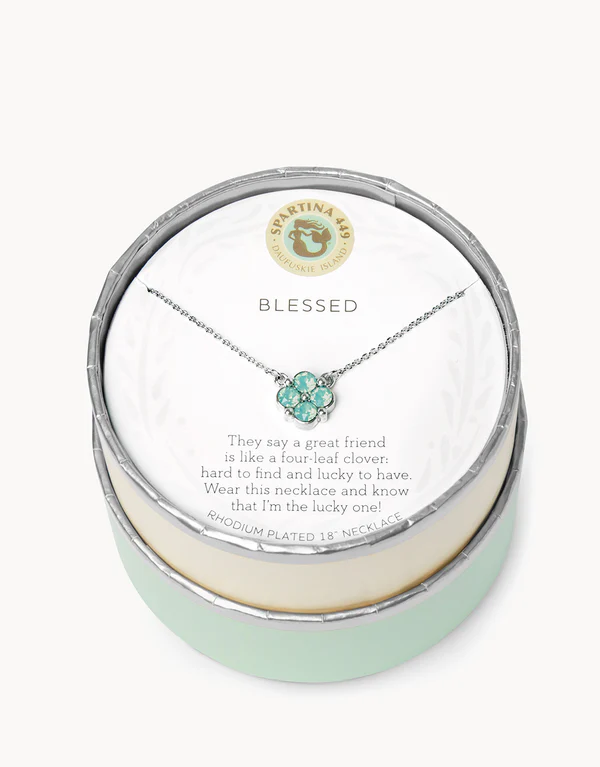Sea La Vie Necklace Blessed/Sea Foam Clover Silver
