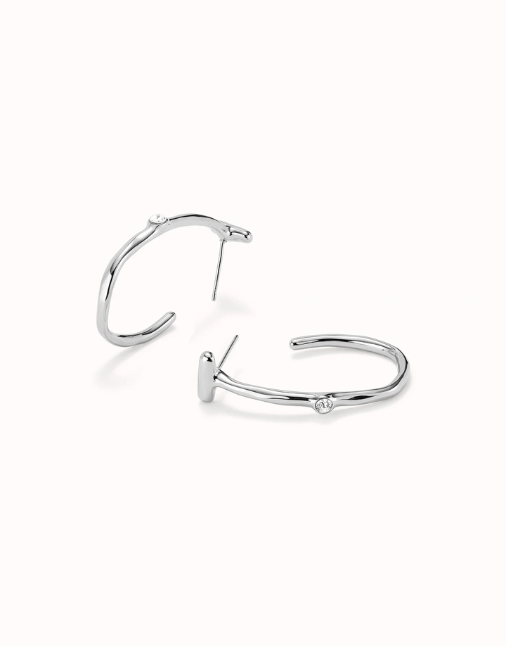 Ser Indomable Hoop Earrings with White Topaz Silver