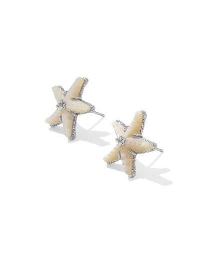 Parker Starfish Stud Earrings Natural MOP Silver