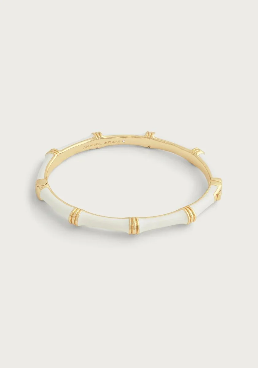 Anabel Aram Bamboo Enameled Hinged Bangle Gold